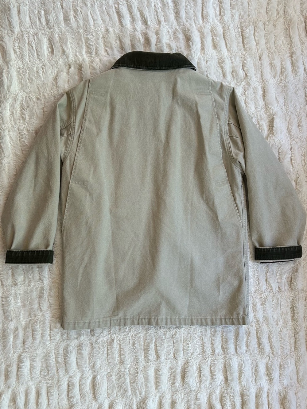 Made in USA LL Bean Vintage Chore Coat Barn Jacket Beige S - Picture 8 of 13